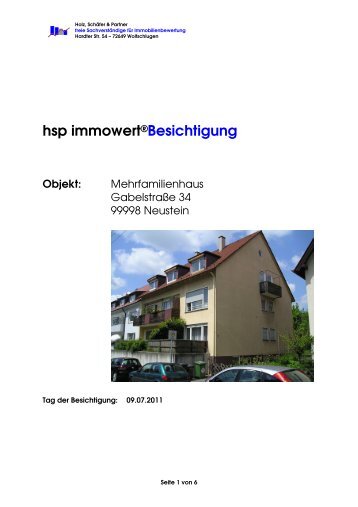 hsp immowert ® Besichtigung - Holz, Schäfer & Partner