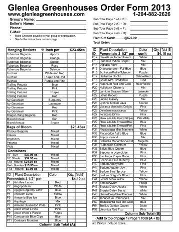 PDF Order Form - Glenlea Greenhouses