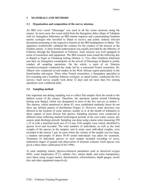 Fish species abundance and distribution in The Gambia estuary