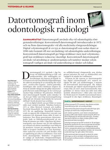 Datortomografi inom odontologisk radiologi - Tandläkartidningen