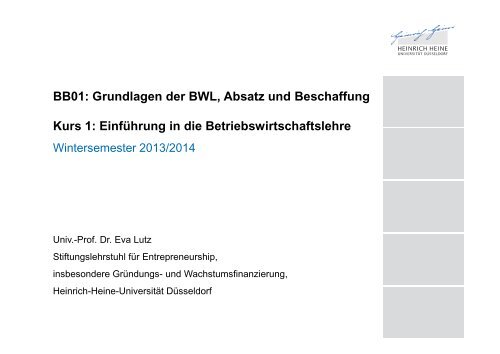Unternehmen - Prof. Dr. Eva Lutz - Heinrich-Heine-Universität ...
