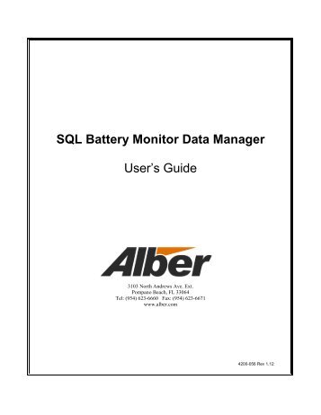 SQL Battery Monitor Data Manager User's Guide - Alber