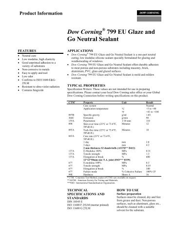 Dow Corning® 799 EU Glaze and Go Neutral Sealant - Geocel