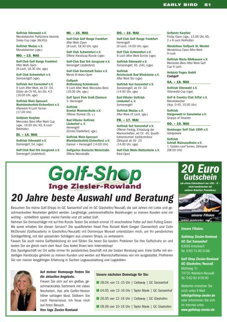 early bird region rhein-main - EARLYBIRD GOLF