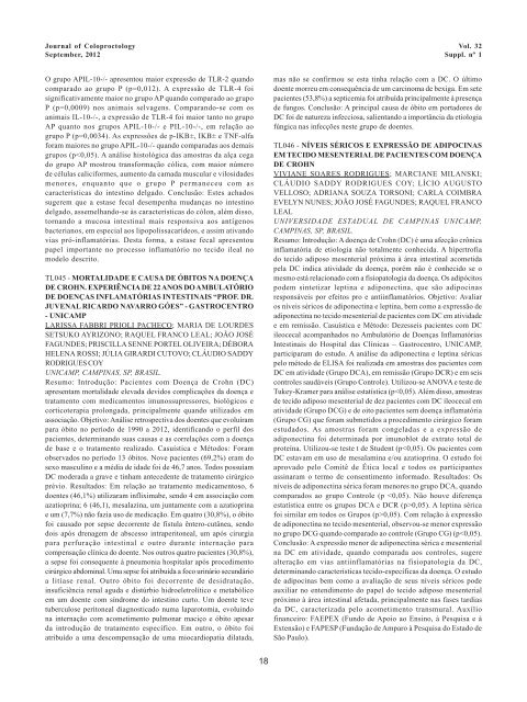 Resumos dos trabalhos - journal of coloproctology