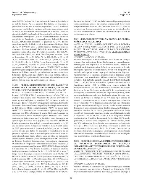 Resumos dos trabalhos - journal of coloproctology