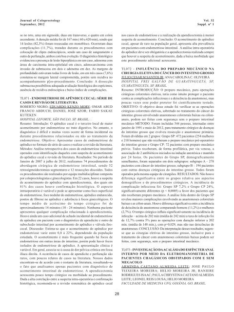 Resumos dos trabalhos - journal of coloproctology