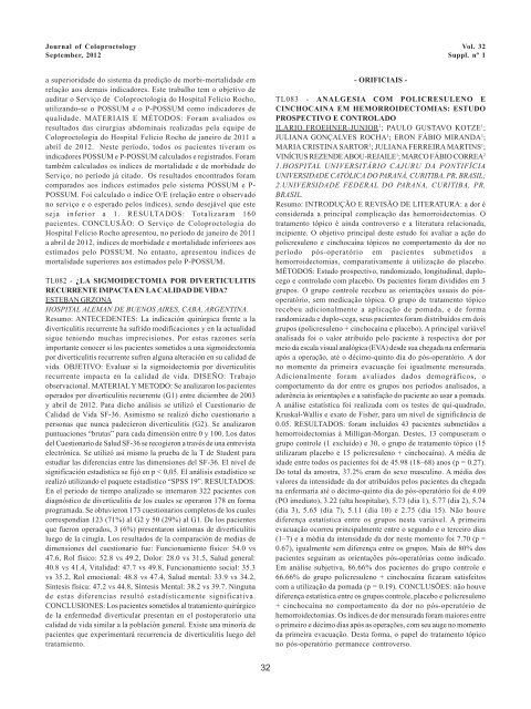 Resumos dos trabalhos - journal of coloproctology