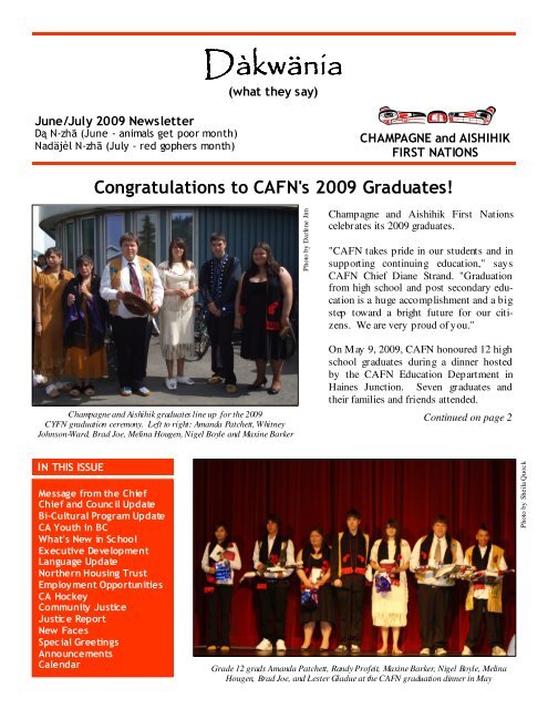 CAFN Newsletter June-July 2009 - Champagne and Aishihik First ...