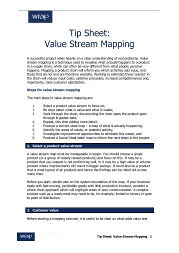 Tip Sheet: Value Stream Mapping - Wrap