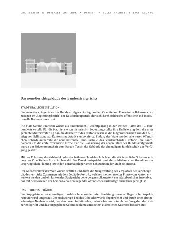 Pressemitteilung Architekten - Bundesstrafgericht