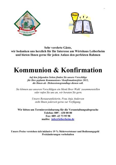 Kommunion / Konfirmation - Leiberheim