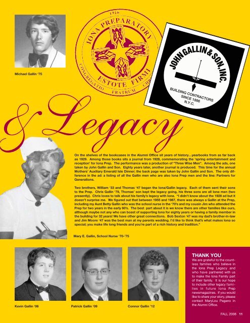 2008 Fall Issue - Iona Preparatory School