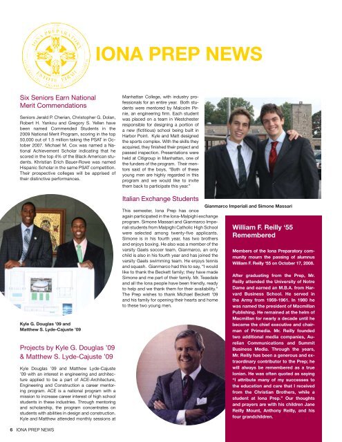 2008 Fall Issue - Iona Preparatory School