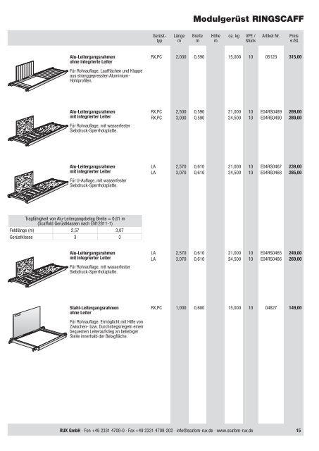 Preisliste - Rux