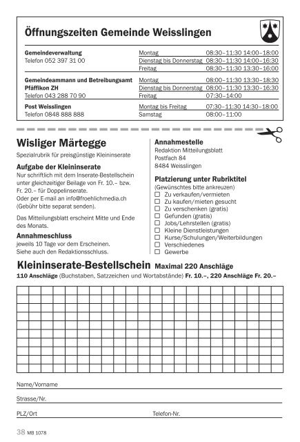 Mitteilungsblatt - Weisslingen