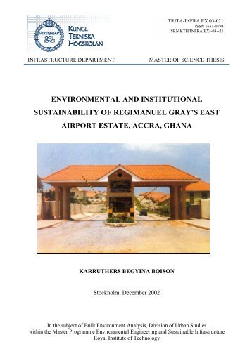 Environmental And Institutional Sustainability Of Regimanuel ... - KTH