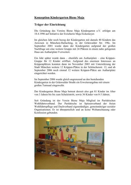 Kindergartenkonzeption - Biene Maja Kindergarten/Kinderkippe