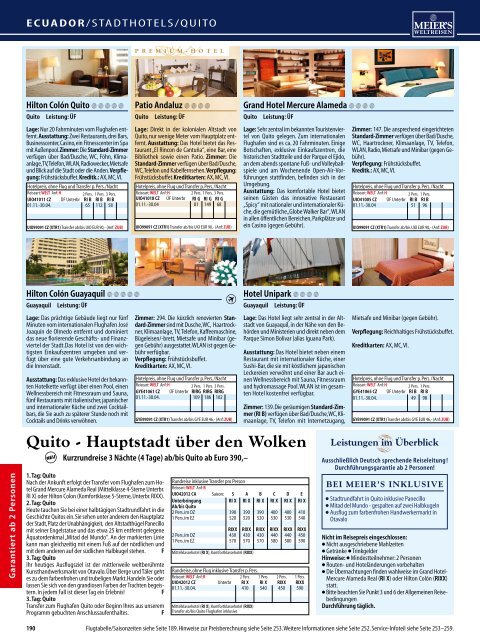 MEIER`S WELTREISEN - Mittel- und Südamerika - Winter 2012/2013