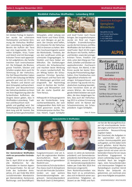 Ausgabe November 2013 [PDF, 4.00 MB] - Gemeinde Wolfhalden