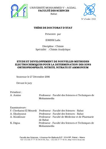 UNIVERSITÉ MOHAMMED V – AGDAL FACULTÉ DES ... - Toubkal