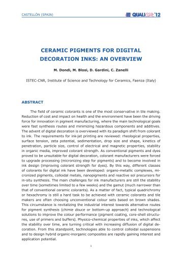 ceramic pigments for digital decoration inks: an overview - Qualicer