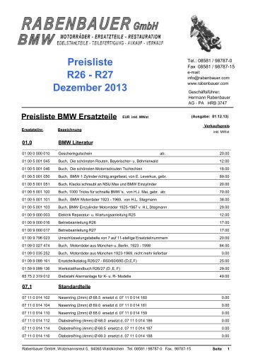 Preisliste R26 - R27 Dezember 2013 - Rabenbauer GmbH