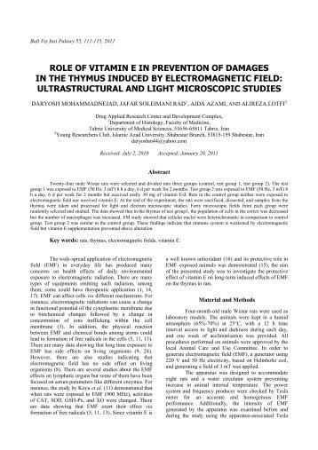 role of vitamin e in prevention of damages in the thymus induced by ...