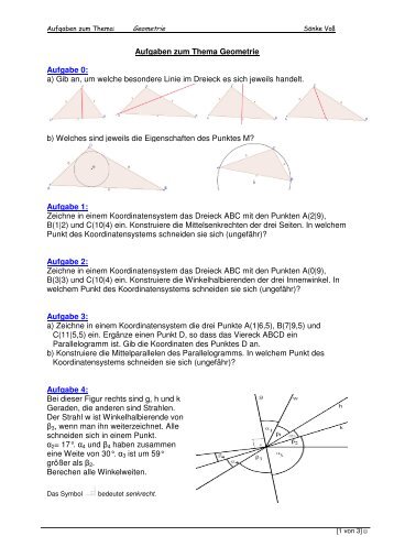 Aufgaben Geometrie Dreiecke - Soenkevoss.de