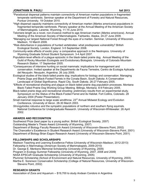 Curriculum vitae - University of Wisconsin-Madison