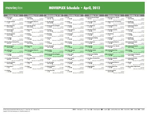 MOVIEPLEX Schedule - April, 2012 - Starz