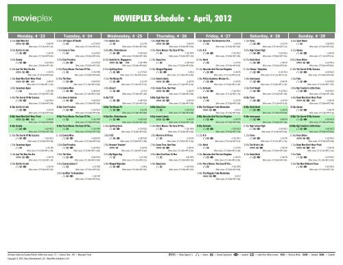 MOVIEPLEX Schedule - April, 2012 - Starz