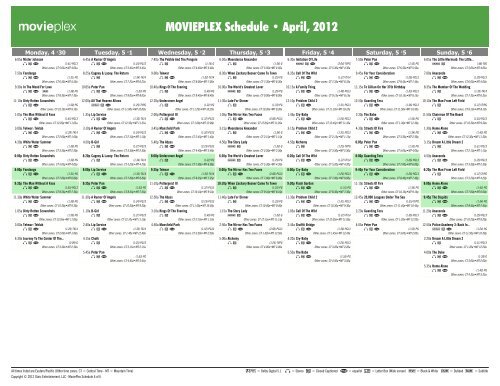 MOVIEPLEX Schedule - April, 2012 - Starz