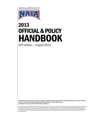 NAIA Official Handbook - Women's Basketball Coaches Association