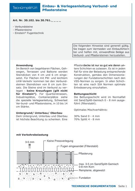 Einbau- & Verlegeanleitung Verbund- und Pflastersteine