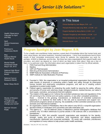 April 2012 SLS Newsletter - Senior Life Solutions