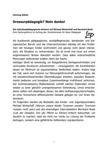 Dressurpädagogik? Nein danke! - Janusz Korczak Institut