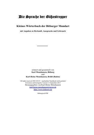 Bitburger Mundart - personal pages of Karl-Heinz Monshausen D ...