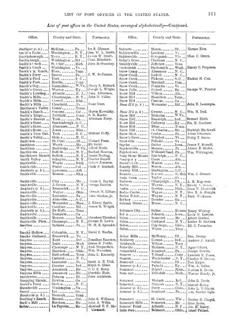 US Post Offices & Postmasters in 1866 - Perquimans County Page