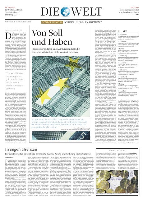 DIE WELT-Sonderausgabe Forderungsmanagement vom 23 ...