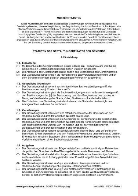 Statuten - Gestaltungsbeirat