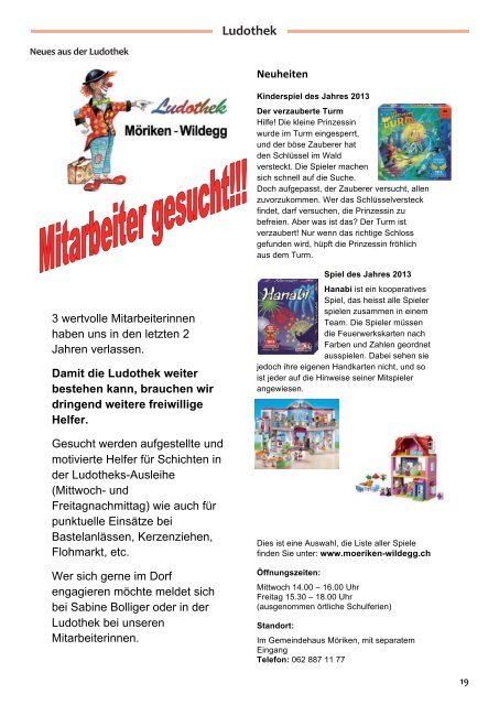 MWiZytig-4-2013_low [PDF, 6.00 MB] - Gemeinde Möriken-Wildegg