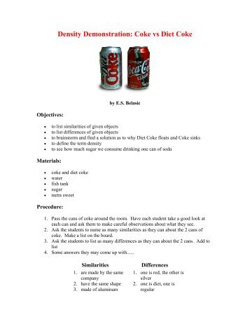 Density Demonstration: Coke vs Diet Coke