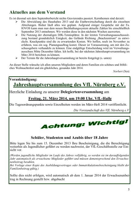 Jahreshauptversammlung des VfL Nürnberg eV