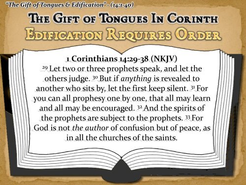 “The Gift of Tongues & Edification” - (14:1-40) - West 65th Street ...