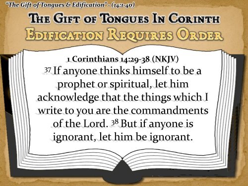 “The Gift of Tongues & Edification” - (14:1-40) - West 65th Street ...