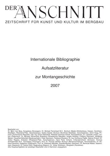 Internationale Aufsatzbibliographie 2007 - Vereinigung der Freunde ...