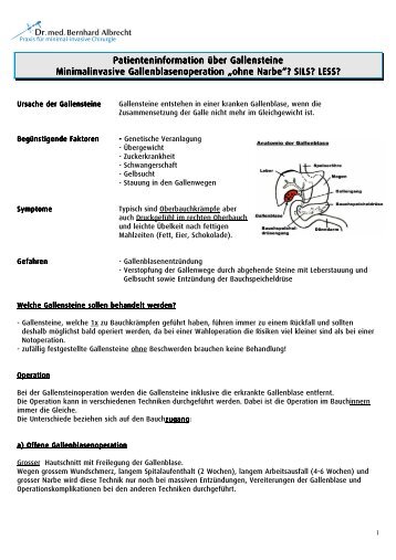 Patienteninformation über Gallensteine