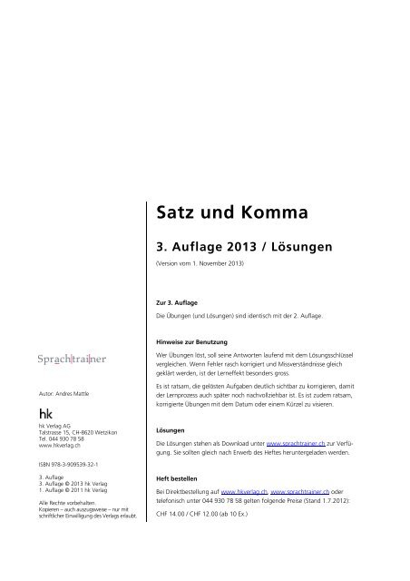 Satz und Komma 3. Auflage - Sprachtrainer