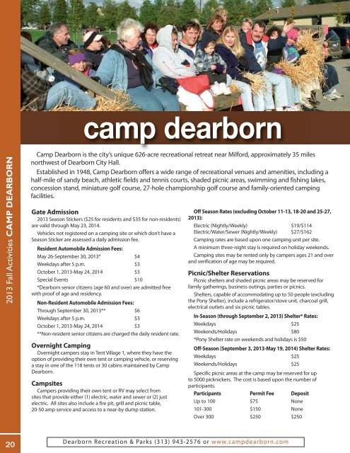 Recreation & Parks - 2013 Fall Activities Brochure - Camp Dearborn